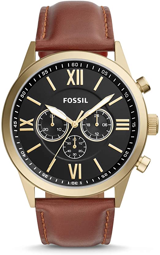 [4053858898677] FOSSIL Flynn Chronograph Brown Leather Watch BQ2261