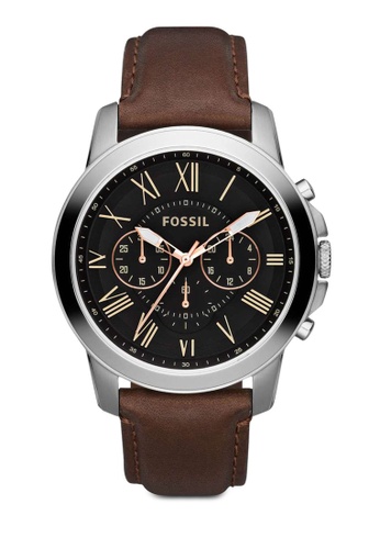 [4051432528675] FOSSIL Grant Chronograph Brown Leather Watch FS4813IE