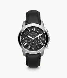 [4053858771017] FOSSIL Grant Chronograph Black Leather Watch FS4812IE